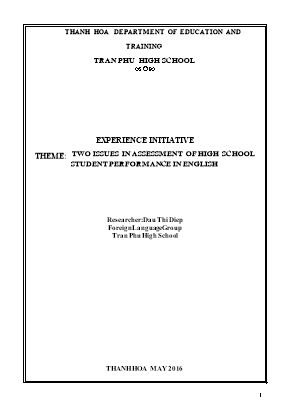 Experience initiative theme: Two issues in assessment of high school student performance in english