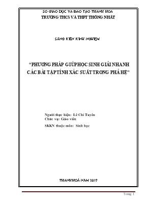 Phương pháp giúp học sinh giải nhanh các bài tập tính xác suất trong phả hệ