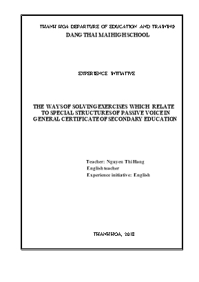 The ways of solving exercises which relate to special structures of passive voice in general certificate of secondary education