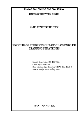 Encourage students’ out - Of - class english learning strategies