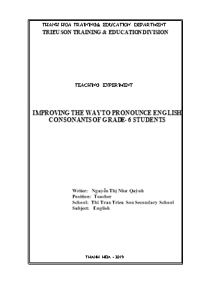 Improving the way to pronounce english consonants of grade - 6 students