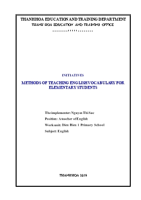Initiatives methods of teaching english vocabulary for elementary students