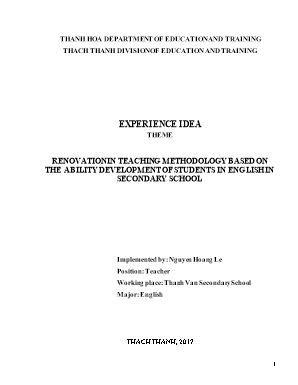 Renovation in teaching methodology based on the ability development of students in english in secondary school