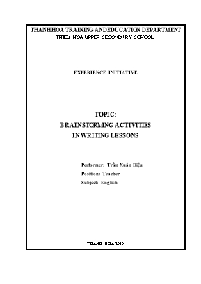 Sáng kiến kinh nghiệm Brainstorming activities in writing lessons