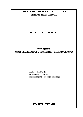 The thesis some problems of using infinitive and gerund