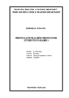 Phonics and teaching phonics for students in grades 3