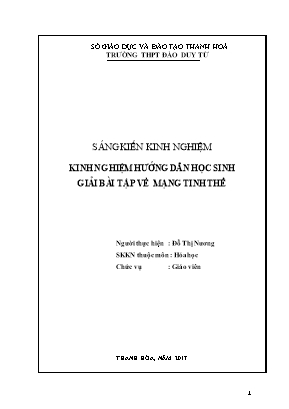 Sáng kiến kinh nghiệm Kinh nghiệm hướng dẫn học sinh giải bài tập về mạng tinh thể