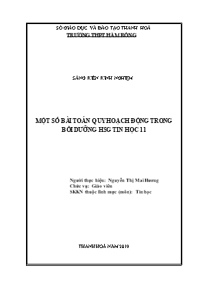 SKKN Một số bài toán quy hoạch động trong bồi dưỡng học sinh giỏi Tin học 11