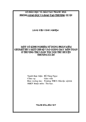 SKKN Một số kinh nghiệm sử dụng phần mềm Geometer’s Sketchpad vào giảng dạy môn toán ở trường THCS DTNT huyện Thường Xuân