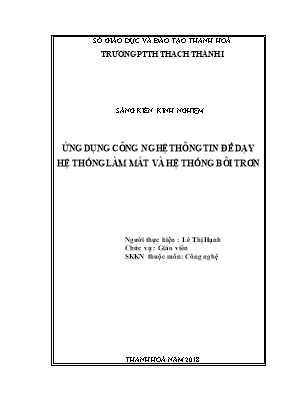 SKKN Ứng dụng công nghệ thông tin để dạy hệ thống làm mát và hệ thống bôi trơn