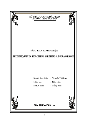 Techniques in teaching writing a paragragh