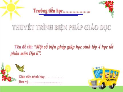 Biện pháp Giúp học sinh Lớp 4 học tốt phân môn Địa lí