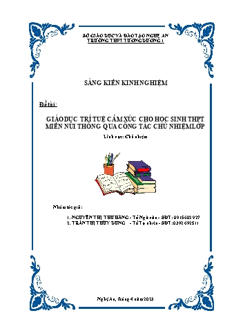 Sáng kiến kinh nghiệm Giáo dục trí tuệ cảm xúc cho học sinh THPT miền núi thông qua công tác chủ nhiệm lớp