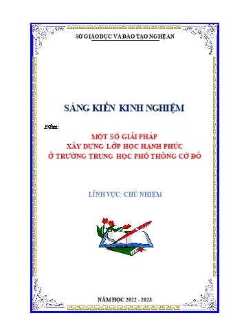 Sáng kiến kinh nghiệm Một số giải pháp xây dựng lớp học hạnh phúc ở trường trung học phổ thông Cờ Đỏ