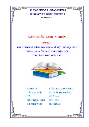 Sáng kiến kinh nghiệm Phát triển kỹ năng thích ứng xã hội cho học sinh thông qua công tác chủ nhiệm lớp ở trường THPT hiện nay