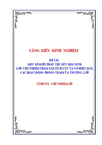 SKKN Một số biện pháp thu hút học sinh lớp chủ nhiệm tham gia tích cực và có hiệu quả các hoạt động phong trào của trường, lớp