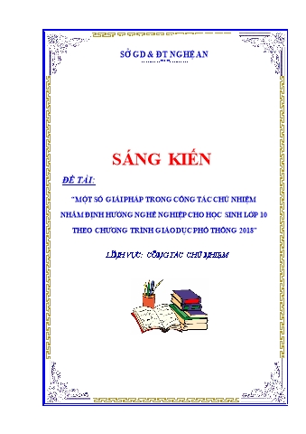 SKKN Một số giải pháp trong công tác chủ nhiệm nhằm định hướng nghề nghiệp cho học sinh lớp 10 theo chương trình giáo dục phổ thông 2018