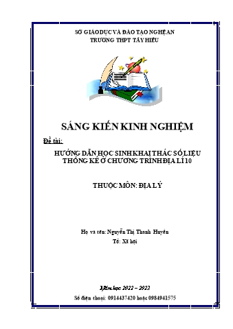 Sáng kiến kinh nghiệm Hướng dẫn học sinh khai thác số liệu thống kê ở chương trình Địa lí 10