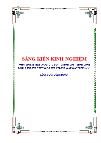 Sáng kiến kinh nghiệm Một số giải pháp nâng cao chất lượng hoạt động công đoàn ở trường THPT Đô Lương 3 trong giai đoạn hiện nay