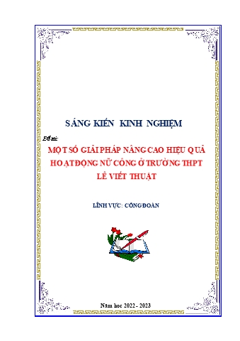 Sáng kiến kinh nghiệm Một số giải pháp nâng cao hiệu quả hoạt động nữ công ở trường THPT Lê Viết Thuật