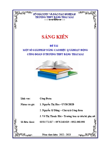 Sáng kiến kinh nghiệm Một số giải pháp nâng cao hiệu quả hoạt động công đoàn ở trường THPT Đặng Thai Mai