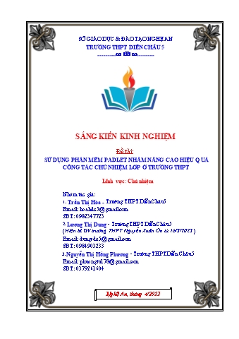 Sáng kiến kinh nghiệm Sử dụng phần mềm padlet nhằm nâng cao hiệu quả công tác chủ nhiệm lớp ở trường THPT