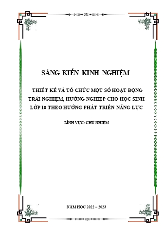 Sáng kiến kinh nghiệm Thiết kế và tổ chức một số hoạt động trải nghiệm, hướng nghiệp cho học sinh lớp 10 theo hướng phát triển năng lực