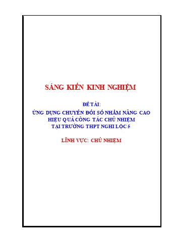 Sáng kiến kinh nghiệm Ứng dụng chuyển đổi số nhằm nâng cao hiệu quả công tác chủ nhiệm tại trường THPT Nghi Lộc 5