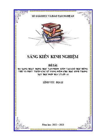 SKKN Đa dạng hoạt động học tập nhằm kiến tạo giờ học hứng thú và phát triển các kỹ năng mềm cho học sinh trong dạy học môn Địa lí Lớp 10