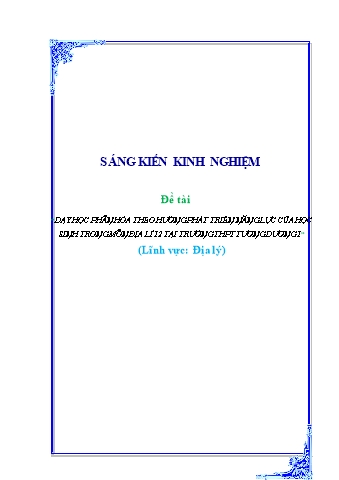 SKKN Dạy học phân hóa theo hướng phát triển năng lực của học sinh trong môn Địa lí 12 tại trường THPT Tương Dương 1