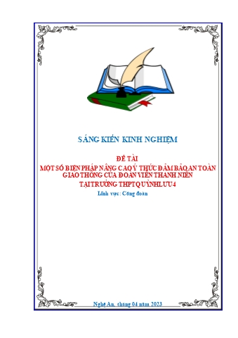 SKKN Một số biện pháp nâng cao ý thức đảm bảo an toàn giao thông của đoàn viên thanh niên tại trường THPT Quỳnh Lưu 4