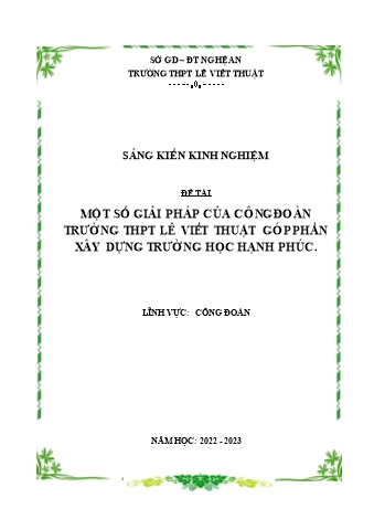 SKKN Một số giải pháp của công đoàn trường THPT Lê Viết Thuật góp phần xây dựng trường học hạnh phúc