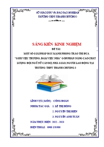 SKKN Một số giải pháp đẩy mạnh phong trào thi đua "Giỏi việc trường, đảm việc nhà" góp phần nâng cao chất lượng đội ngũ nữ cán bộ, nhà giáo, người lao động tại trường THPT Thanh Chương 3