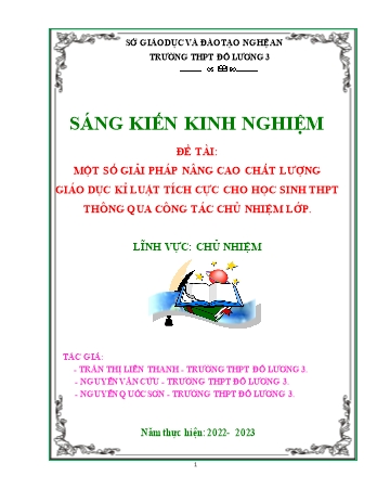 SKKN Một số giải pháp nâng cao chất lượng giáo dục kỉ luật tích cực cho học sinh THPT thông qua công tác chủ nhiệm lớp