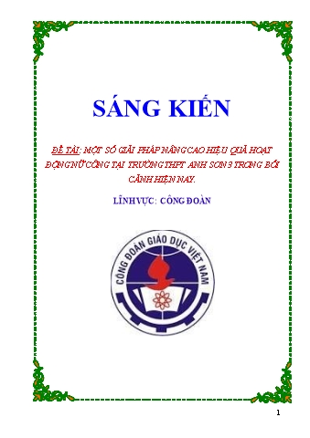 SKKN Một số giải pháp nâng cao hiệu quả hoạt động nữ công tại trường THPT Anh Sơn 3 trong bối cảnh hiện nay