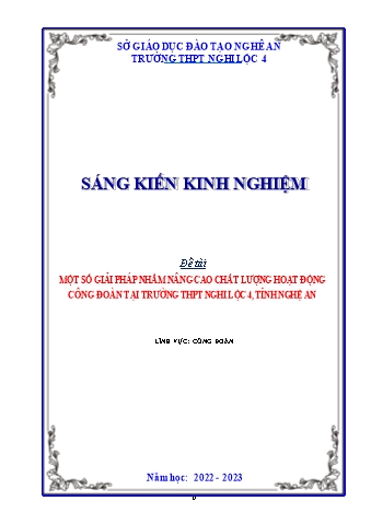 SKKN Một số giải pháp nhằm nâng cao chất lượng hoạt động công đoàn tại trường THPT Nghi Lộc 4, tỉnh Nghệ An