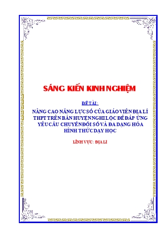 SKKN Nâng cao năng lực số của giáo viên Địa lí THPT trên bàn huyện Nghi Lộc để đáp ứng yêu cầu chuyển đổi số và đa dạng hóa hình thức dạy học