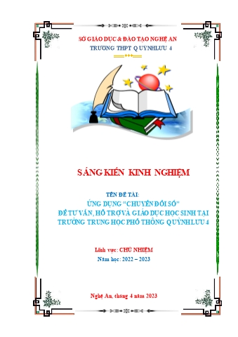 SKKN Ứng dụng "Chuyển đổi số" để tư vấn, hỗ trợ và giáo dục học sinh tại trường Trung học phổ thông Quỳnh Lưu 4