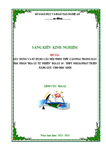 SKKN Xây dựng và sử dụng câu hỏi theo tiếp cận PISA trong dạy học phần Địa lý tự nhiên Địa lý 10 - THPT nhằm phát triển năng lực cho học sinh