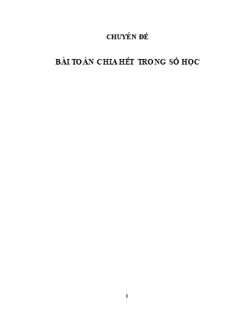 Chuyên đề Bài toán chia hết trong số học Chuyên đề Bài toán chia hết trong số học