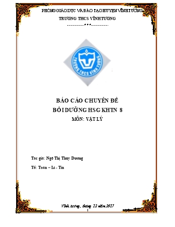 Chuyên đề Bồi dưỡng học sinh giỏi Khoa học tự nhiên Lớp 8 - Phân môn: Vật lí