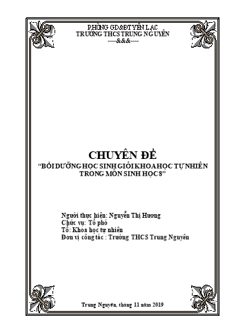 Chuyên đề Bồi dưỡng học sinh giỏi khoa học tự nhiên trong môn Sinh học 8
