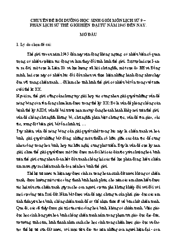 Chuyên đề Bồi dưỡng học sinh giỏi môn Lịch sử 9 - Phần lịch sử thế giới hiện đại từ năm 1945 đến nay Chuyên đề Bồi dưỡng học sinh giỏi môn Lịch sử 9 - Phần lịch sử thế giới hiện đại từ năm 1945 đến nay