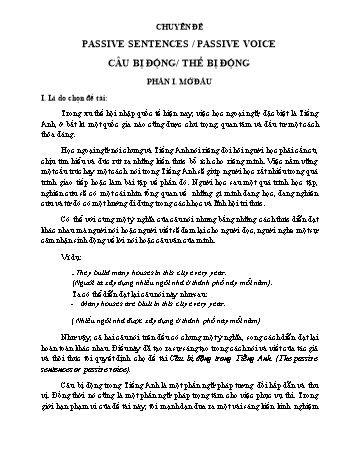 Chuyên đề Câu bị động, thể bị động
