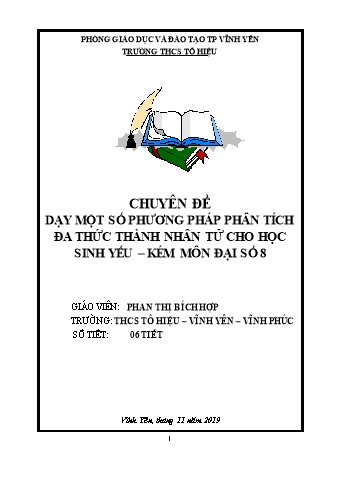 Chuyên đề Dạy một số phương pháp phân tích đa thức thành nhân tử cho học sinh yếu kém môn Đại số 8