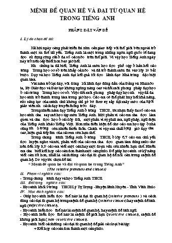 Chuyên đề Mệnh đề quan hệ và đại từ quan hệ trong Tiếng Anh