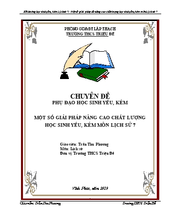 Chuyên đề Một số giải pháp nâng cao chất lượng học sinh yếu, kém môn Lịch sử 7