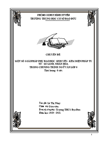 Chuyên đề Một số giải pháp phụ đạo học sinh yếu, kém biện pháp tu từ: So sánh, nhân hóa trong chương trình Ngữ văn Lớp 6