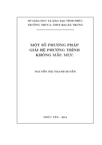 Chuyên đề Một số phương pháp giải hệ phương trình không mẫu mực