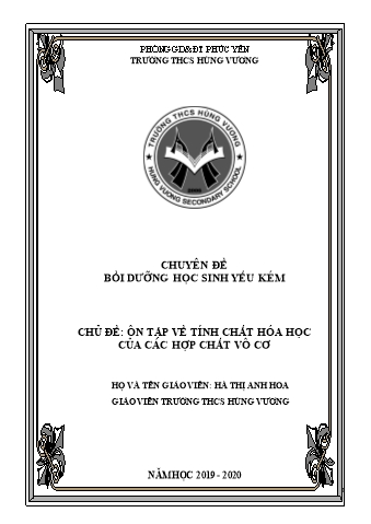 Chuyên đề Ôn tập về tính chất hóa học của các hợp chất vô cơ